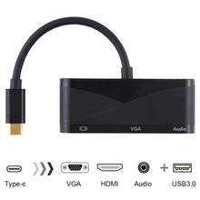 Load image into Gallery viewer, USB 2.0 + Audio Port + VGA + HDMI to USB-C / Type-C HUB Adapter, Black, White