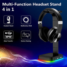 Load image into Gallery viewer, RGBD9 Colorful Glowing Gaming Headset Display Stand with Charging + Data Transmission Dual USB Interface