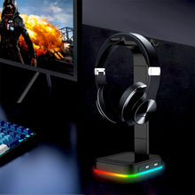 Load image into Gallery viewer, RGBD9 Colorful Glowing Gaming Headset Display Stand with Charging + Data Transmission Dual USB Interface