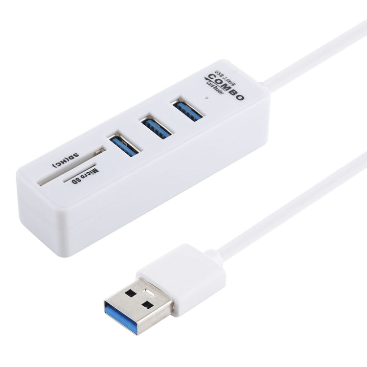 2 in 1 TF / SD Card Reader + 3 x USB 3.0 Ports to USB 3.0 HUB Converter, Cable Length: 26cm, USB 3.0 (Black), USB 3.0 (White)