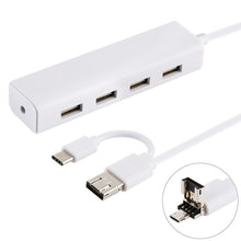 Load image into Gallery viewer, 3 in 1 USB-C / Type-C + Micro USB + 4 x USB 2.0 Ports HUB Converter, Cable Length: 12cm, 3 in 1 (White), 3 in 1 (Black)