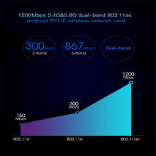 Load image into Gallery viewer, EDUP EP-9607 1200Mbps Dual-Band PCI-E Express Wireless Adapter Network Card with 2 x 6dBi Antennas, EP-9607 1200Mbps