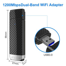 Load image into Gallery viewer, EDUP EP-AC1617 1200Mbps High Speed USB 3.0 WiFi Adapter Receiver Ethernet Adapter, EP-AC1617 1200Mbps