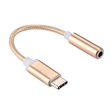 Load image into Gallery viewer, USB-C / Type-C Male to 3.5mm Female Weave Texture Audio Adapter, Length: about 10cm, Silver, Gold