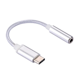 USB-C / Type-C Male to 3.5mm Female Weave Texture Audio Adapter, Length: about 10cm, Silver, Gold