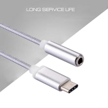 Load image into Gallery viewer, USB-C / Type-C Male to 3.5mm Female Weave Texture Audio Adapter, Length: about 10cm, Silver, Gold