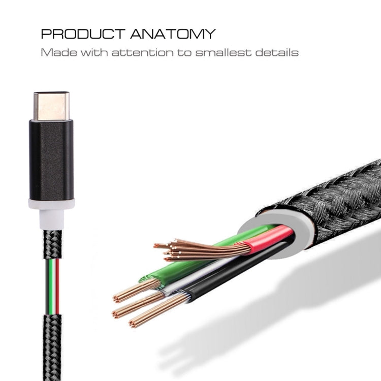 USB-C / Type-C Male to 3.5mm Female Weave Texture Audio Adapter, Length: about 10cm, Silver, Gold