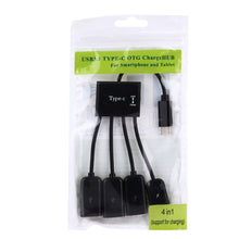 Load image into Gallery viewer, Portable 4 in 1 USB-C / Type-C to 3 Ports USB 2.0 OTG HUB Cable with Micro USB Power Supply
