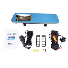 Load image into Gallery viewer, Left Screen Display Rearview Mirror Vehicle DVR, Allwinner Programs, 2 x Cameras 1080P HD 140 Degree Wide Angle Viewing, Support GPS Port/ Motion Detection / Night Vision / TF Card / G-Sensor, Rearview Mirror Vehicle DVR