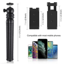 Load image into Gallery viewer, PULUZ Mini Octopus Flexible Tripod Holder with Ball Head &amp; Phone Clamp + Tripod Mount Adapter &amp; Long Screw for SLR Cameras, GoPro, Cellphone, Size: 30cmx5cm, 30cm Tripod + Phone Clamp