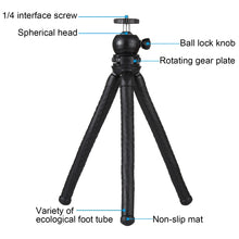 Load image into Gallery viewer, PULUZ Mini Octopus Flexible Tripod Holder with Ball Head &amp; Phone Clamp + Tripod Mount Adapter &amp; Long Screw for SLR Cameras, GoPro, Cellphone, Size: 30cmx5cm, 30cm Tripod + Phone Clamp