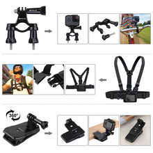 Load image into Gallery viewer, PULUZ 50 in 1 Accessories Total Ultimate Combo Kits with EVA Case (Chest Strap + Suction Cup Mount + 3-Way Pivot Arms + J-Hook Buckle + Wrist Strap + Helmet Strap + Extendable Monopod + Surface Mounts + Tripod Adapters + Storage Bag + Handlebar Mount) ...