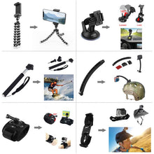 Load image into Gallery viewer, PULUZ 50 in 1 Accessories Total Ultimate Combo Kits with EVA Case (Chest Strap + Suction Cup Mount + 3-Way Pivot Arms + J-Hook Buckle + Wrist Strap + Helmet Strap + Extendable Monopod + Surface Mounts + Tripod Adapters + Storage Bag + Handlebar Mount) ...