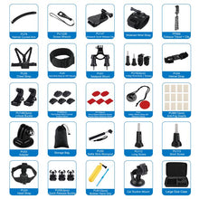 Load image into Gallery viewer, PULUZ 50 in 1 Accessories Total Ultimate Combo Kits with EVA Case (Chest Strap + Suction Cup Mount + 3-Way Pivot Arms + J-Hook Buckle + Wrist Strap + Helmet Strap + Extendable Monopod + Surface Mounts + Tripod Adapters + Storage Bag + Handlebar Mount) ...