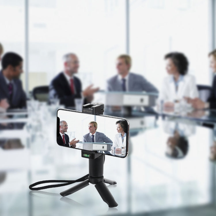 PULUZ Folding Plastic Tripod + Vlogging Live Broadcast Handheld Grip ABS Mount with Cold Shoe & Wrist Strap for iPhone, Galaxy, Huawei, Xiaomi, Sony, HTC, Google and other Smartphones