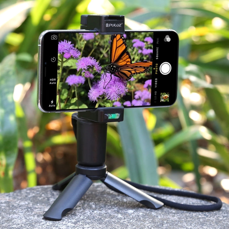 PULUZ Folding Plastic Tripod + Vlogging Live Broadcast Handheld Grip ABS Mount with Cold Shoe & Wrist Strap for iPhone, Galaxy, Huawei, Xiaomi, Sony, HTC, Google and other Smartphones