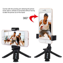 Load image into Gallery viewer, PULUZ Folding Plastic Tripod + Horizontal / Vertical Shooting Metal Clamp with Cold Shoe for iPhone, Galaxy, Huawei, Xiaomi, Sony, HTC, Google and other Smartphones