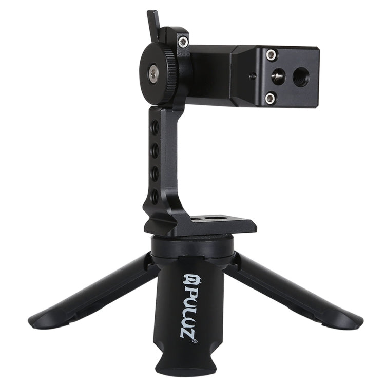 PULUZ Folding Plastic Tripod + Horizontal / Vertical Shooting Metal Clamp with Cold Shoe for iPhone, Galaxy, Huawei, Xiaomi, Sony, HTC, Google and other Smartphones