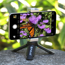 Load image into Gallery viewer, PULUZ Folding Plastic Tripod + Aluminum Alloy Clamp Bracket with Cold Shoe for iPhone, Galaxy, Huawei, Xiaomi, Sony, HTC, Google and other Smartphones
