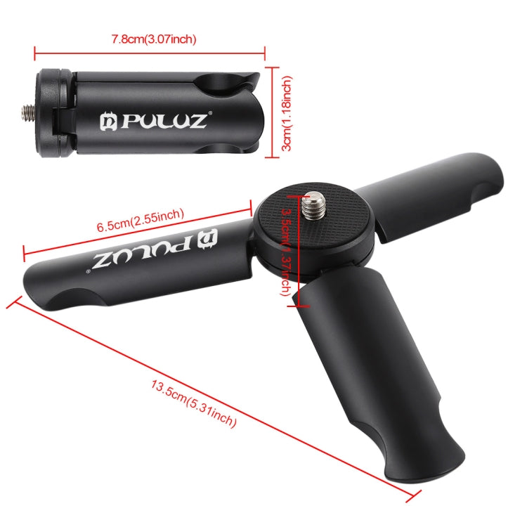 PULUZ Folding Plastic Tripod + Aluminum Alloy Clamp Bracket with Cold Shoe for iPhone, Galaxy, Huawei, Xiaomi, Sony, HTC, Google and other Smartphones