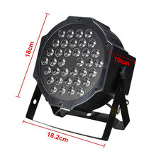 Load image into Gallery viewer, 36W 36 LEDs DMX512 RGB LED PAR Light with Remote Control, Strobe + Sound Control + Self-propelled, AC 100-240V, RGB with Remote Control