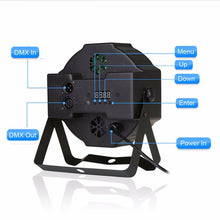 Load image into Gallery viewer, 36W 36 LEDs DMX512 RGB LED PAR Light with Remote Control, Strobe + Sound Control + Self-propelled, AC 100-240V, RGB with Remote Control