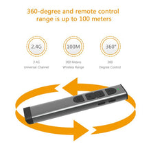 Load image into Gallery viewer, Doosl Dsit038 2.4GHz Wireless Presenter PowerPoint Clicker Representation Remote Control Green Laser Pointer, Control Distance: 100m, Green Laser