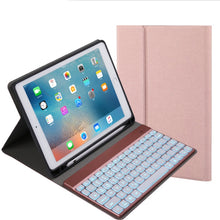 Load image into Gallery viewer, 508A Detachable Bluetooth Keyboard + Horizontal Flip Leather Tablet Case with Holder &amp; Colorful Backlight for iPad Pro 9.7 inch, iPad Air, iPad Air 2, iPad 9.7 inch (2017), iPad 9.7 inch (2018), 508A Champagne Gold, 508A Blue