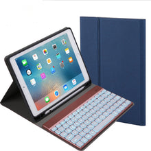 Load image into Gallery viewer, 508A Detachable Bluetooth Keyboard + Horizontal Flip Leather Tablet Case with Holder &amp; Colorful Backlight for iPad Pro 9.7 inch, iPad Air, iPad Air 2, iPad 9.7 inch (2017), iPad 9.7 inch (2018), 508A Champagne Gold, 508A Blue