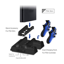 Load image into Gallery viewer, DOBE TP4-882 3 in 1 Game Console Cooling Fan + Game Storage Slots + Game Controller Charging Dock for Sony PS4 / PS4 Pro / PS4 Slim, For PS4 / PS4 Pro / PS4 Slim