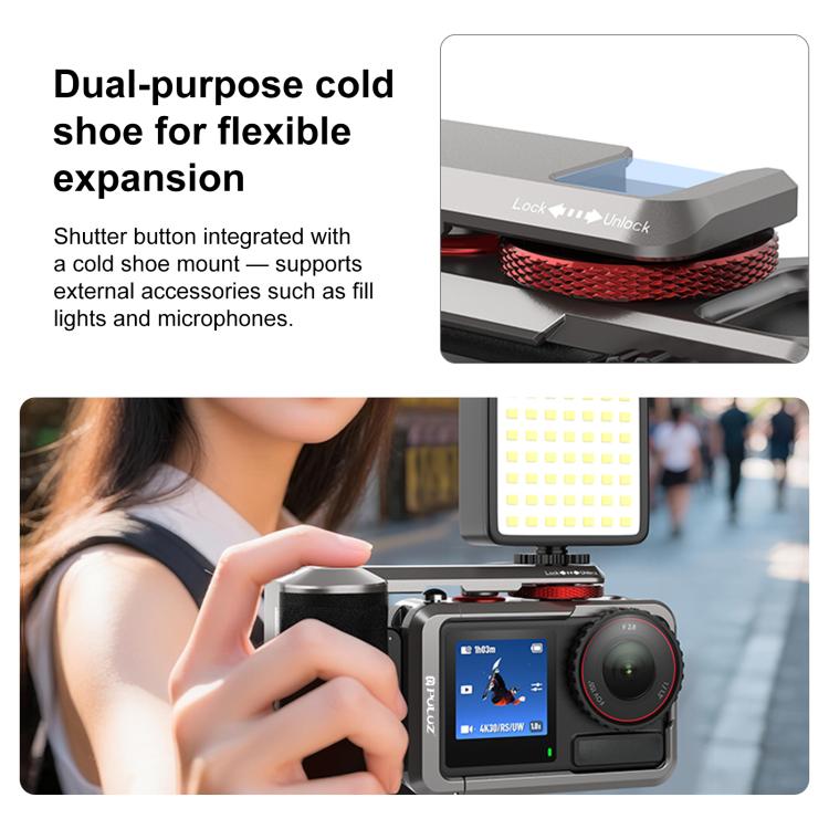 For DJI Osmo Action 5 Pro / 4 / 3 PULUZ Metal Camera Cage Expansion Adapter with Handle Grip, For DJI Osmo Action 5 Pro / 4 / 3