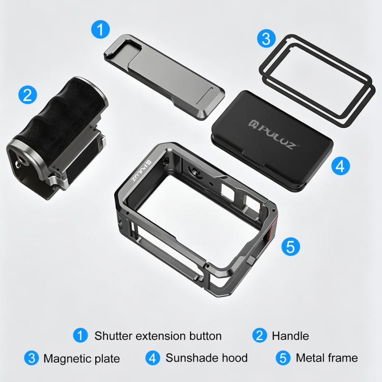For DJI Osmo Action 6 PULUZ Metal Camera Cage Expansion Adapter with Handle Grip, For DJI Osmo Action 6
