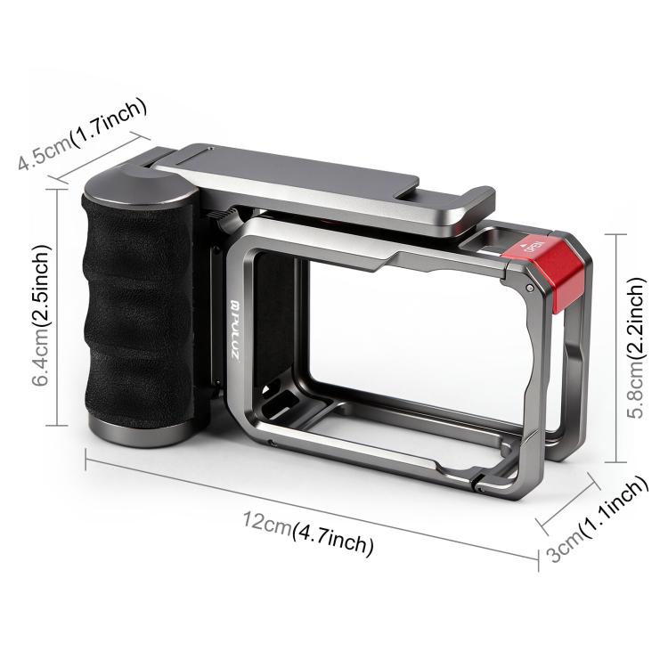 For DJI Osmo Action 6 PULUZ Metal Camera Cage Expansion Adapter with Handle Grip, For DJI Osmo Action 6