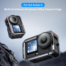 Load image into Gallery viewer, For DJI Osmo Action 6 PULUZ Metal Dual-Opening Camera Cage Expandable Frame with Silicone Lens Cap, Dual-Opening Cage
