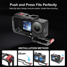 Load image into Gallery viewer, For DJI Osmo Action 6 PULUZ Metal Dual-Opening Camera Cage Expandable Frame with Silicone Lens Cap, Dual-Opening Cage