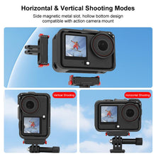Load image into Gallery viewer, For DJI Osmo Action 6 PULUZ Plastic Cage Vertical-Horizontal Expansion Adapter Frame with Cold Shoe, Plastic Cage
