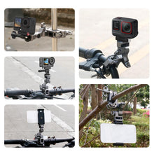 Load image into Gallery viewer, PULUZ Panoramic &amp; Action Cameras Professional 3-Way Gimbal Motorcycles Bicycles Handlebar Aluminium Alloy Mount, Handlebar Aluminium Alloy Mount