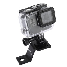Load image into Gallery viewer, PULUZ Aluminum Alloy Motorcycle Fixed Holder Mount with Tripod Adapter &amp; Screw for GoPro, Insta360, DJI and Other Action Cameras, Fixed Mount 2 (Black), Fixed Mount 2 (Silver), Fixed Mount 2 (Red), Fixed Mount 2 (Blue), Fixed Mount 2 (Gold)