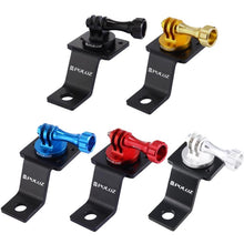 Load image into Gallery viewer, PULUZ Aluminum Alloy Motorcycle Fixed Holder Mount with Tripod Adapter &amp; Screw for GoPro, Insta360, DJI and Other Action Cameras, Fixed Mount 2 (Black), Fixed Mount 2 (Silver), Fixed Mount 2 (Red), Fixed Mount 2 (Blue), Fixed Mount 2 (Gold)