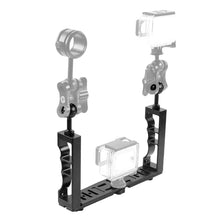 Load image into Gallery viewer, PULUZ Adjustable Diving Dual Hand-held CNC Aluminum Lamp Arm Holder for GoPro, Insta360, DJI and Other Action Cameras, Dual Hand-held Arm Holder