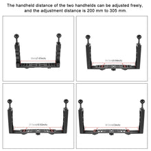 Load image into Gallery viewer, PULUZ Adjustable Diving Dual Hand-held CNC Aluminum Lamp Arm Holder for GoPro, Insta360, DJI and Other Action Cameras, Dual Hand-held Arm Holder
