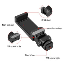 Load image into Gallery viewer, PULUZ Tripod Head Cold Shoes Aluminum Alloy Phone Clamp Holder Bracket