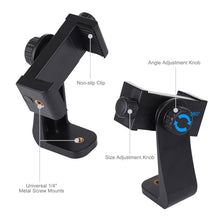 Load image into Gallery viewer, PULUZ 360 Degree Rotating Universal Horizontal Vertical Shooting Phone Clamp Holder Bracket for iPhone, Galaxy, Huawei, Xiaomi, Sony, HTC, Google and other Smartphones