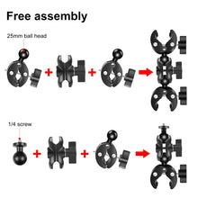 Load image into Gallery viewer, PULUZ Motorcycle Double Dual-heads Crabs Clamps Handlebar Fixed Mount 150cm Selfie Stick, Double Dual-heads Crabs