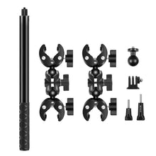 Load image into Gallery viewer, PULUZ Motorcycle Double Dual-heads Crabs Clamps Handlebar Fixed Mount 150cm Selfie Stick, Double Dual-heads Crabs