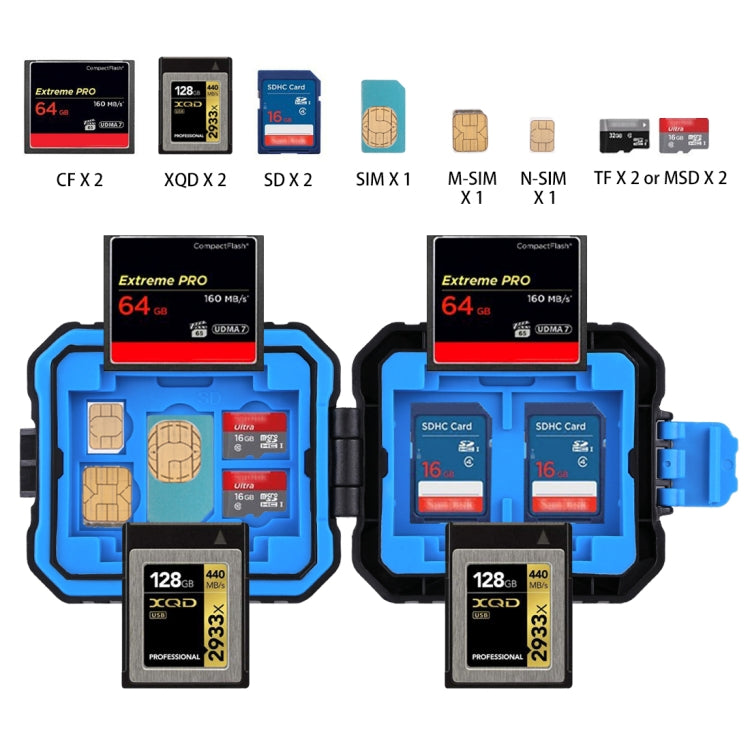PULUZ 11 in 1 Memory Card Case for 3SIM + 2XQD + 2CF + 2TF + 2SD Card, 11 in 1