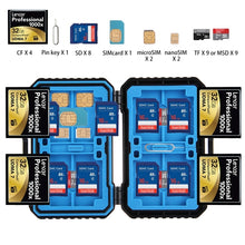 Load image into Gallery viewer, PULUZ 27 in 1 Memory Card Case for 4CF + 8SD + 9TF + 1Card PIN + 1Standard SIM + 2Micro-SIM + 2Nano-SIM, 27 in 1, 27 in 1 (US), 27 in 1(AE)