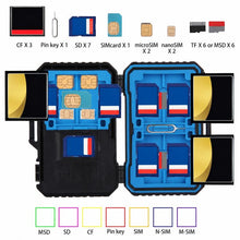Load image into Gallery viewer, PULUZ Card Reader + 22 in 1 Memory Card Case for 1Standard SIM + 2Micro-SIM + 2Nano-SIM + 3CF + 7SD + 6TF + 1CARD PIN, 22 in 1 + Card Reader