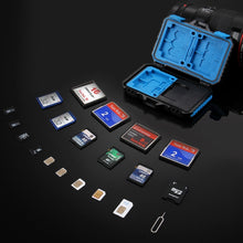 Load image into Gallery viewer, PULUZ Card Reader + 22 in 1 Memory Card Case for 1Standard SIM + 2Micro-SIM + 2Nano-SIM + 3CF + 7SD + 6TF + 1CARD PIN, 22 in 1 + Card Reader(US), 22 in 1 + Card Reader(AE), 22 in 1 + Card Reader