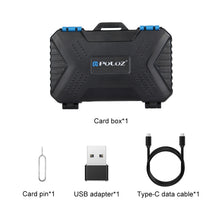Load image into Gallery viewer, PULUZ Card Reader + 22 in 1 Memory Card Case for 1Standard SIM + 2Micro-SIM + 2Nano-SIM + 3CF + 7SD + 6TF + 1CARD PIN, 22 in 1 + Card Reader(US), 22 in 1 + Card Reader(AE), 22 in 1 + Card Reader